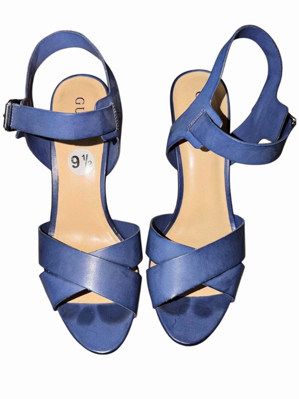 Navy Blue Women's Size 9.5 Peep Toe Stiletto Criss Cross Strap High Heels
